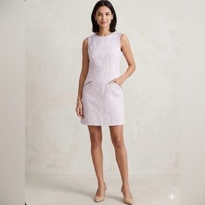 J. Crew Vivid Lilac Geometric Jacquard Shift Dress with Zip Pockets - XS